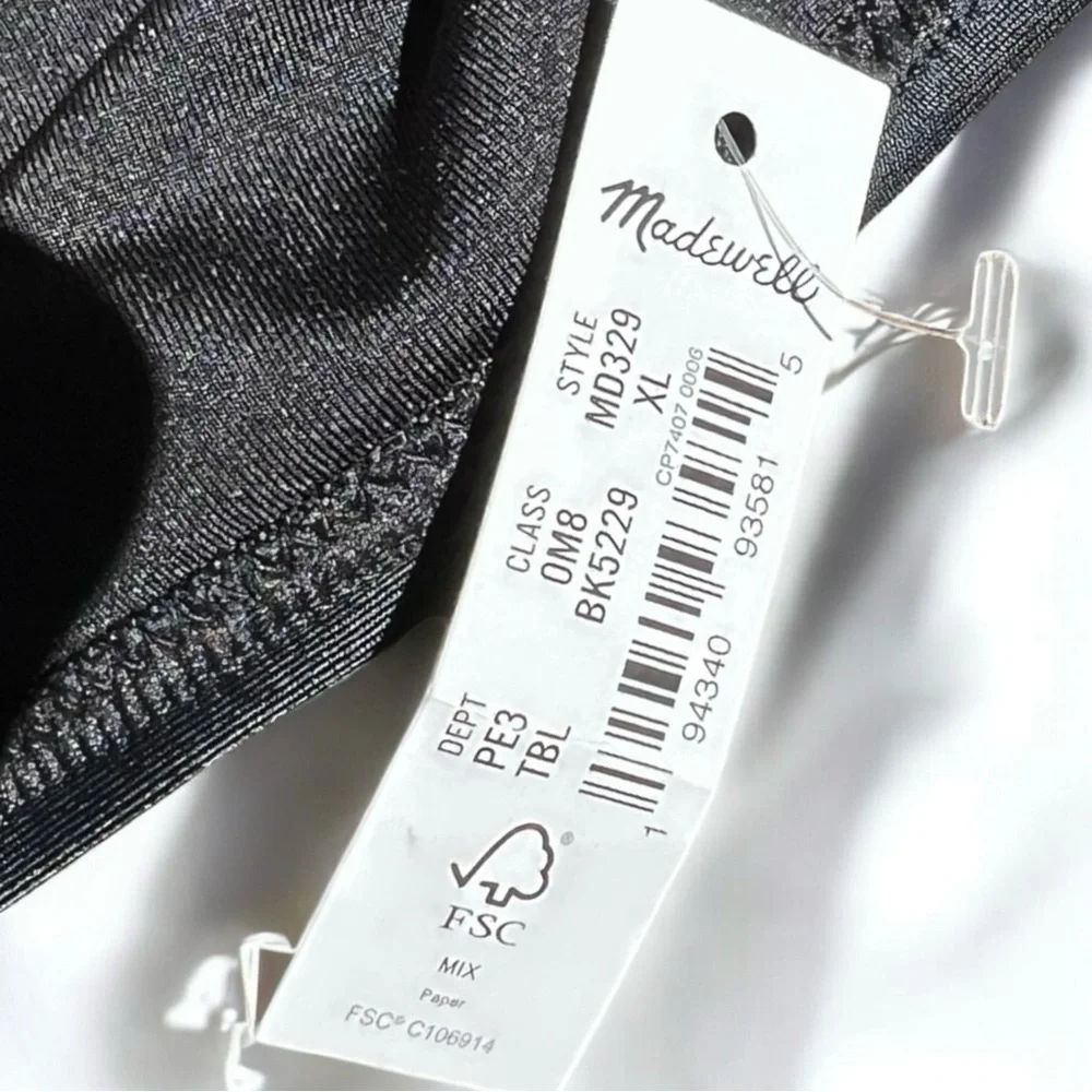 🌻NEW w/tags Madewell Second Wave Cutout Black One-Piece Swimsuit Size XL